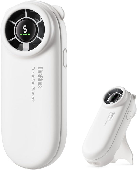 Diveblues TurboBear Mini Turbo Portable Fan, Powerful 8.8m/s Speed, Ultra-Light 86.5g Handheld Fan, 5 Speeds Cooling, Rechargeable Battery Powered, Pocket Sized, Cute Gifts Travel Essentials For Women
