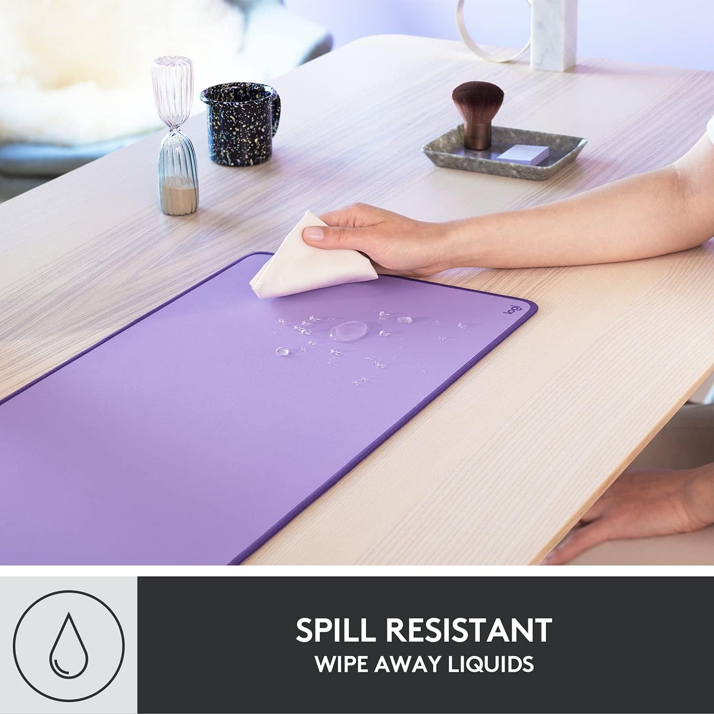 Logitech Desk Mat - Studio Series, Multifunctional Large Desk Pad, Extended Mouse Mat, Office Desk Protector with Anti-Slip Base, Spill-Resistant Durable Design, in Lavender