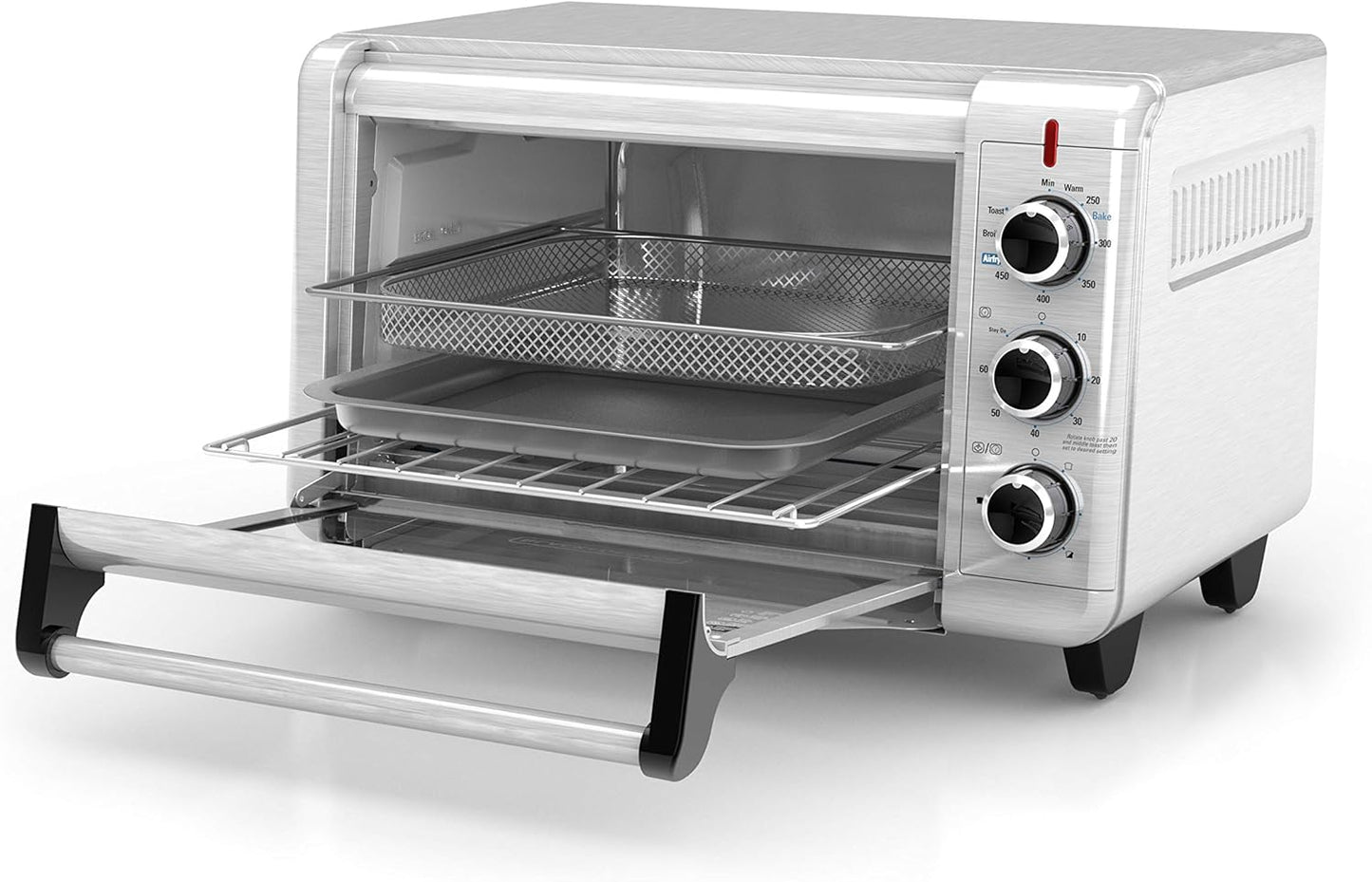 BLACK+DECKER Crisp 'N Bake Air Fry Toaster Oven, 6 Slice, 5 Cooking Functions, Stainless Steel, TO3215SSD
