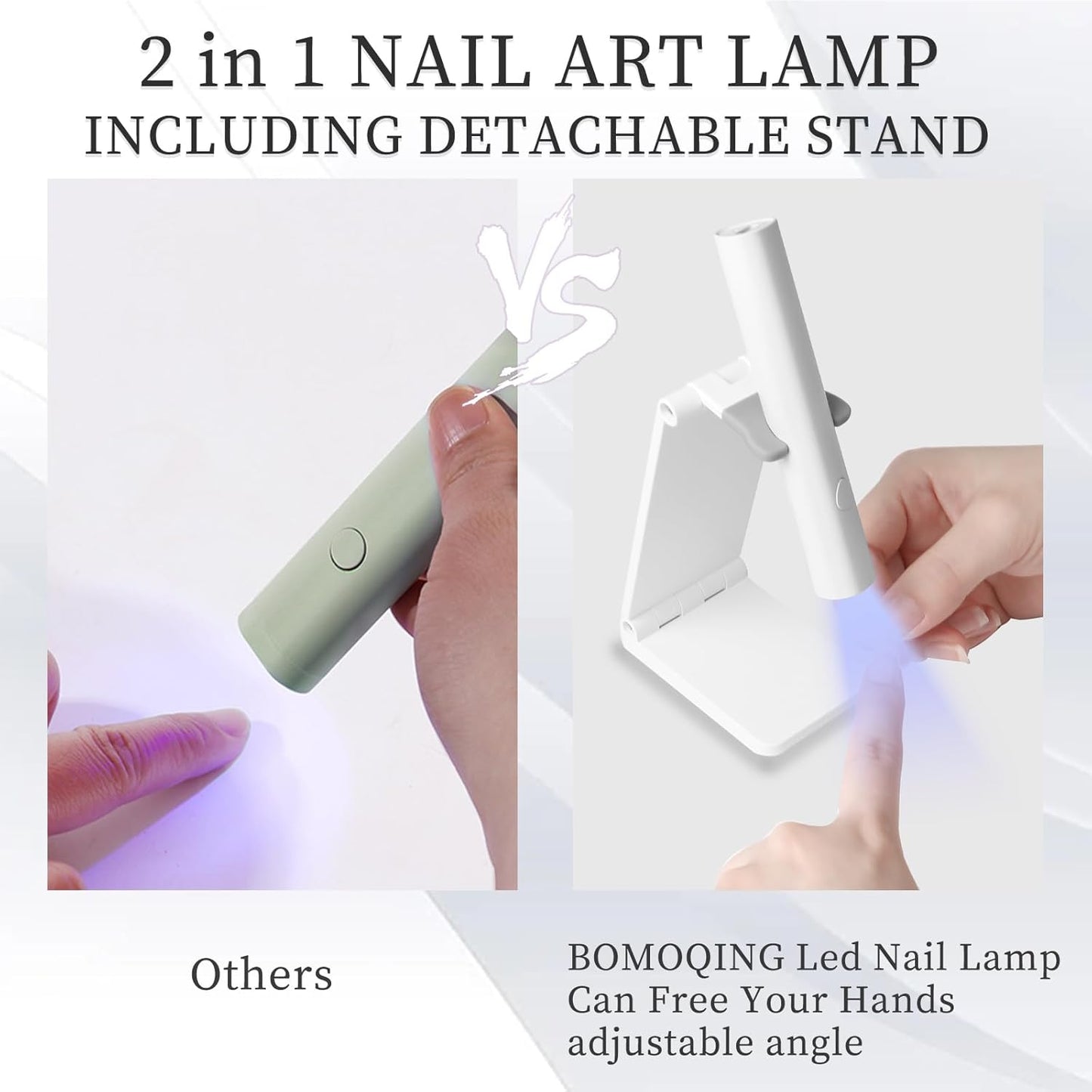 UV Light for Gel Nails,Handheld UV Lamp Led Nail Lamp Mini Portable Cordless Rechargeable,Flash Cure Lamp for Gel Nails with Stand,Salon Home DIY (White)