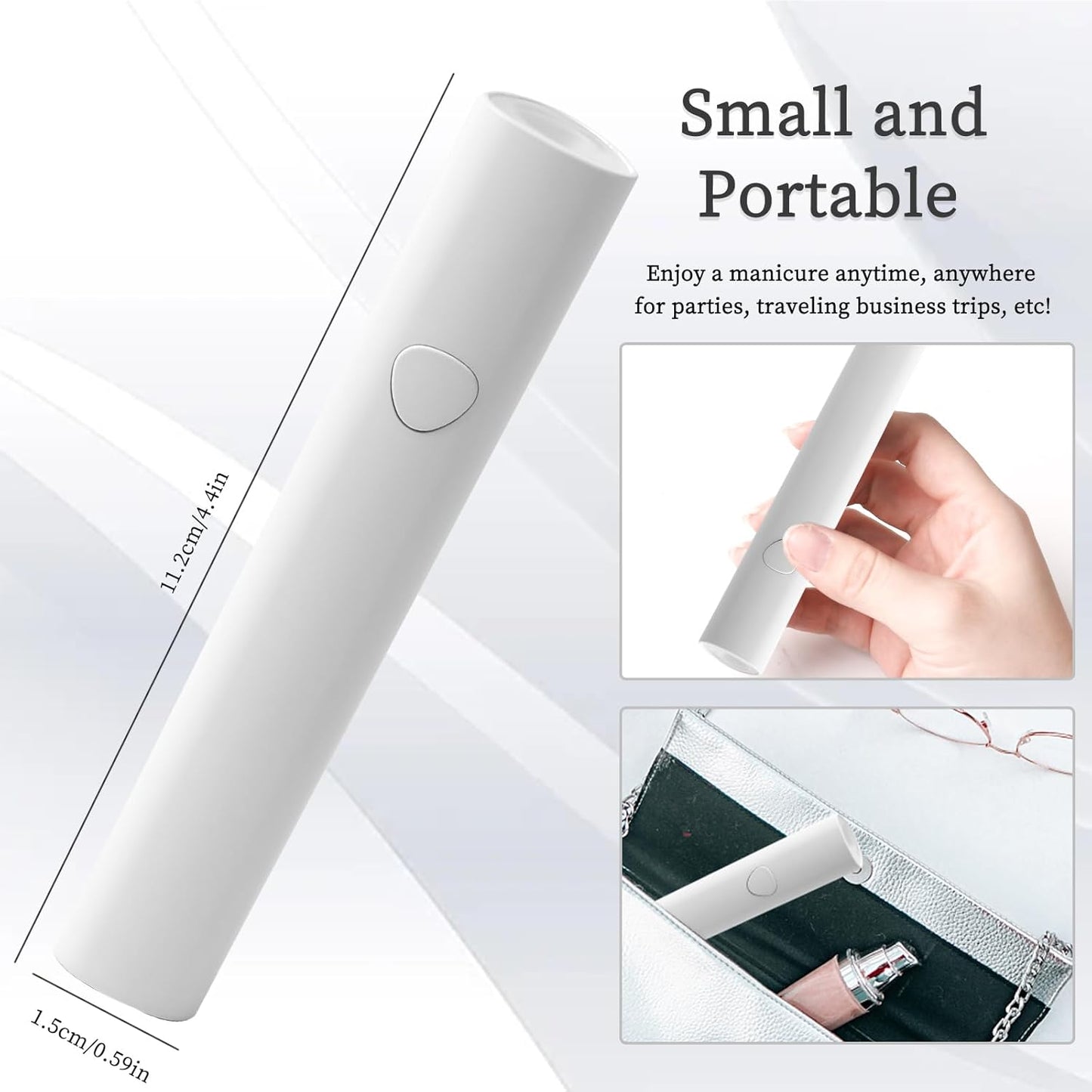 UV Light for Gel Nails,Handheld UV Lamp Led Nail Lamp Mini Portable Cordless Rechargeable,Flash Cure Lamp for Gel Nails with Stand,Salon Home DIY (White)