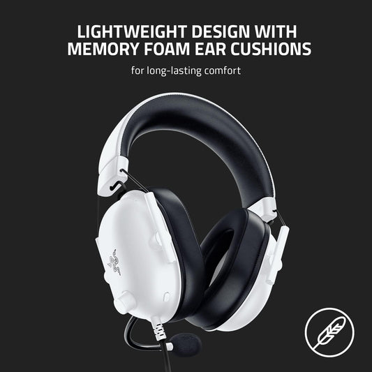 Razer BlackShark V2 X Gaming Headset: 7.1 Surround Sound - 50mm Drivers - Memory Foam Cushion - for PC, Mac, PS4, PS5, Switch - 3.5mm Audio Jack - White - PuriLite