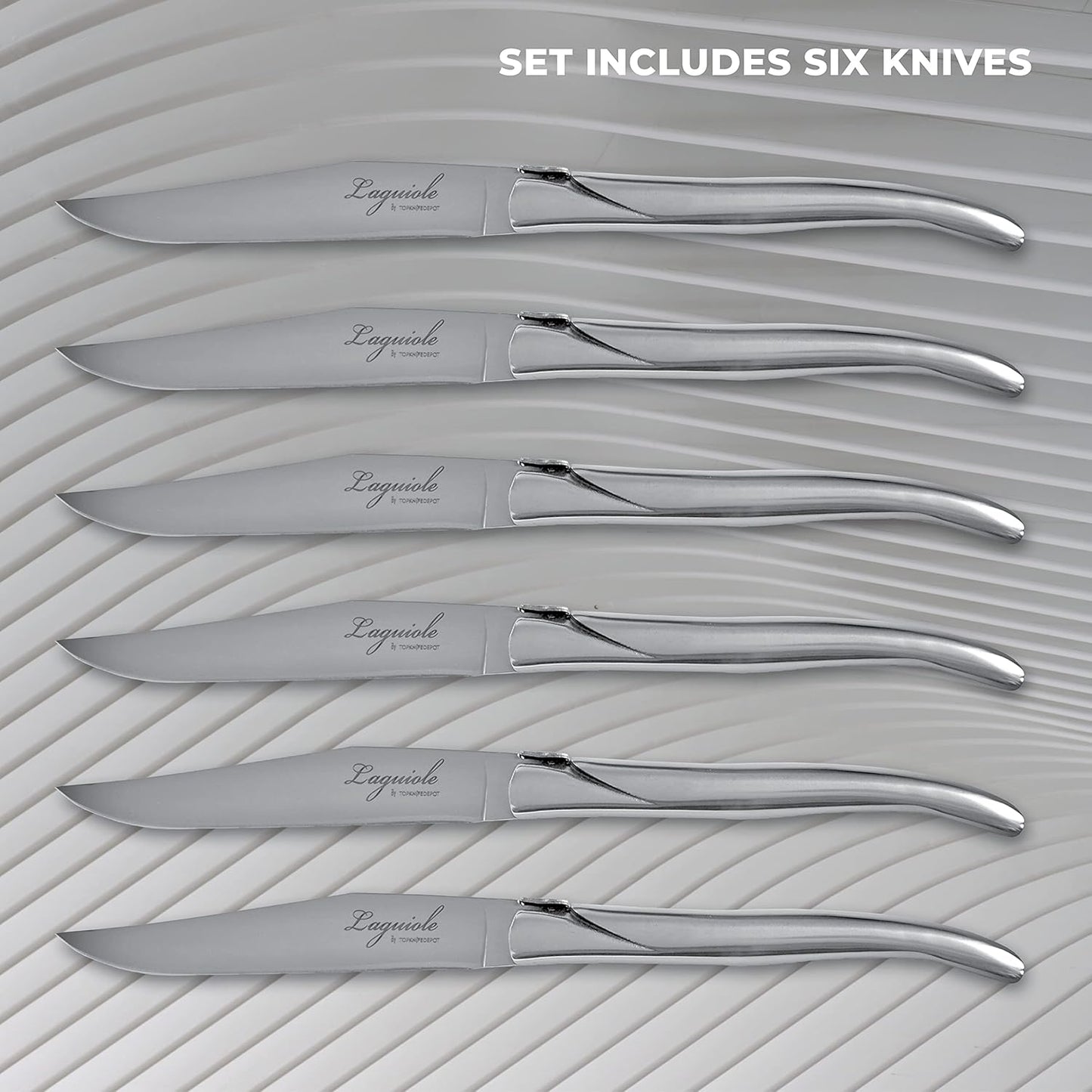 TopKnife Laguiole Forged Steak Knife Set (Set of 6) – Stainless Steel Handle - Gift Box Included