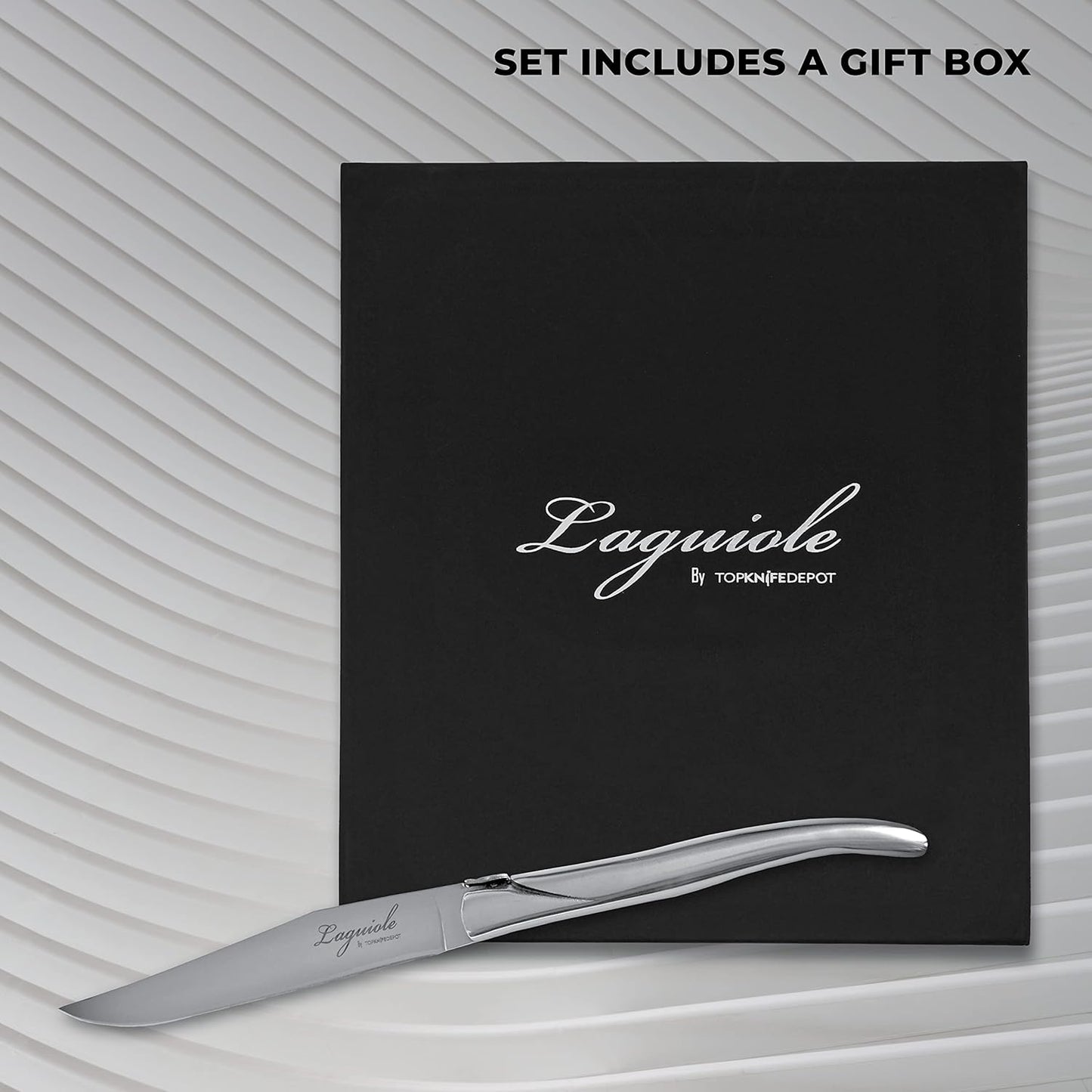 TopKnife Laguiole Forged Steak Knife Set (Set of 6) – Stainless Steel Handle - Gift Box Included