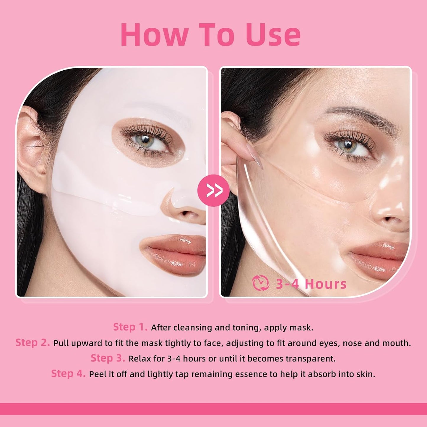 dewyhour Collagen Face Mask: 5 Pack Hydrating Deep Collagen Mask Overnight Sheet Mask with Hyaluronic acid,Pore Minimizing,Elasticity Skin