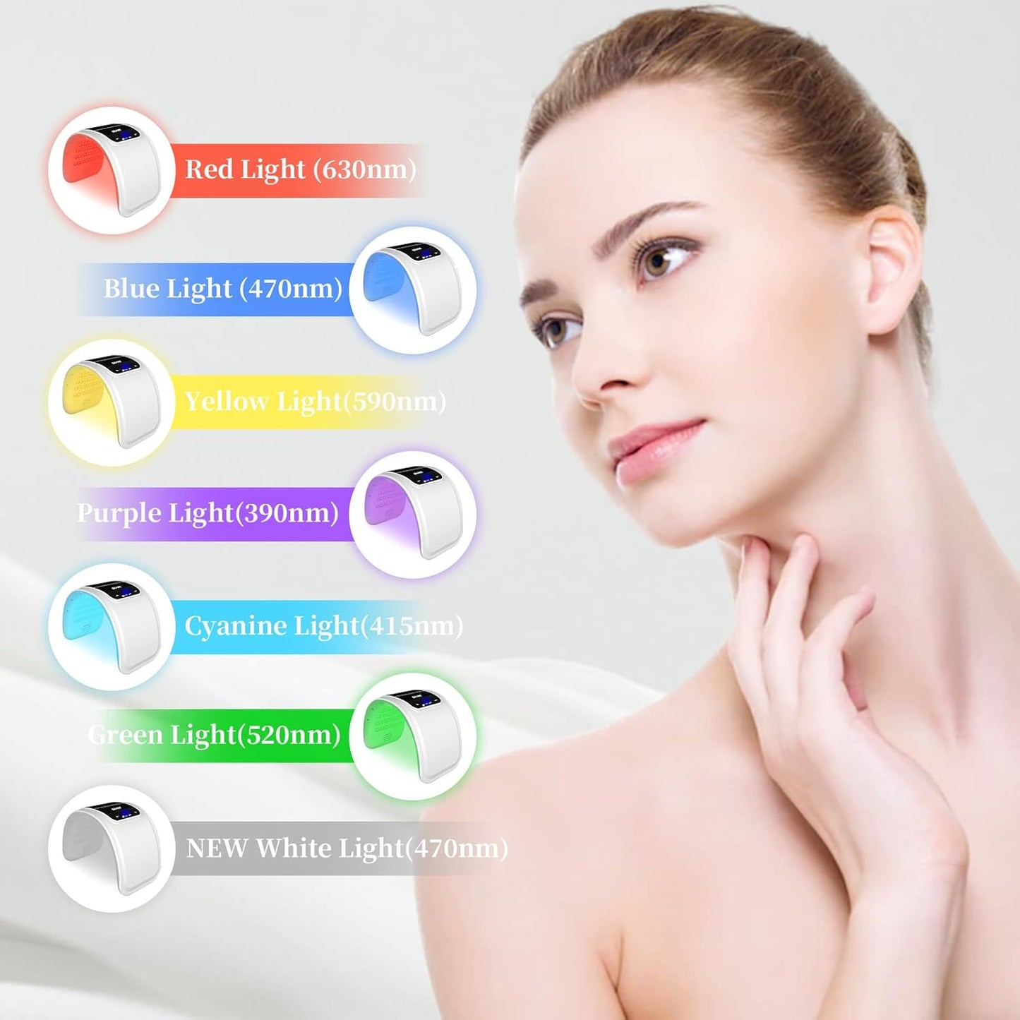 Beuwe Red-Light-for-Face,7 Colors LED Facial Mask Light Red Face Light Skin Care at Home