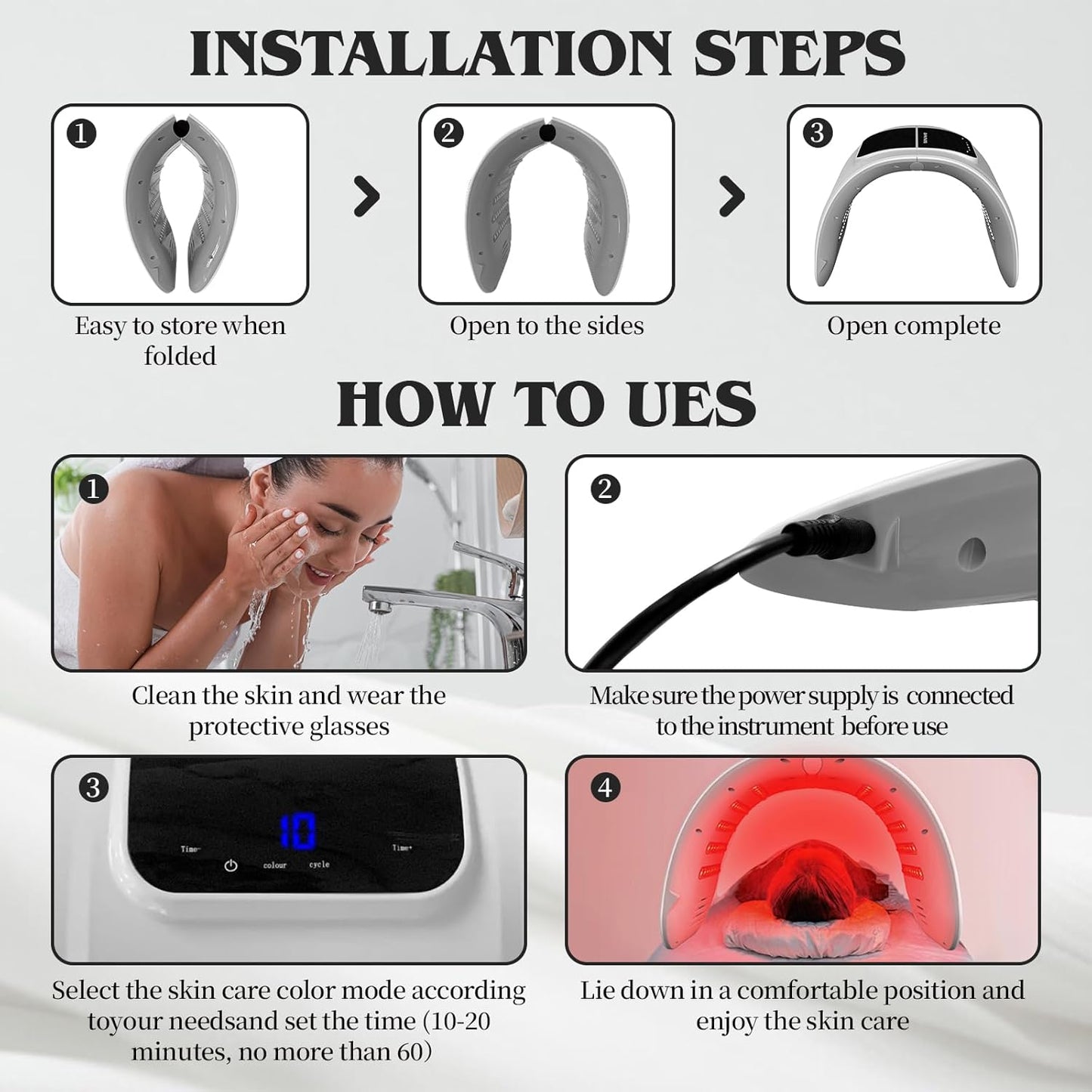 Beuwe Red-Light-for-Face,7 Colors LED Facial Mask Light Red Face Light Skin Care at Home