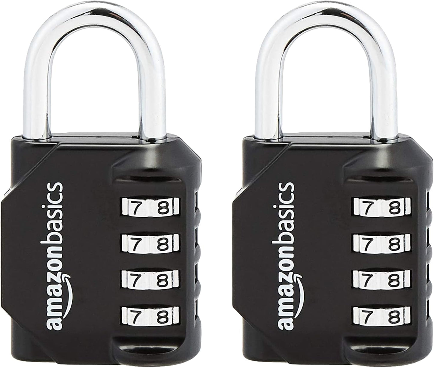 Amazon Basics 4-Digit Combination Padlock, Black, 2-Pack