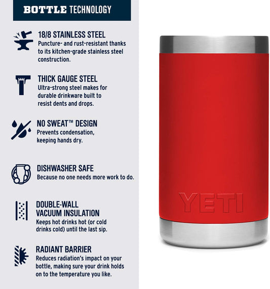 YETI Rambler Jr. 12 oz Kids Bottle, with Straw Cap, Canyon Red - PuriLite
