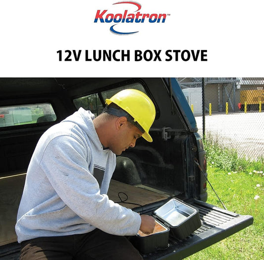 Koolatron 12V Heating Lunch Box Stove, 1.6 Qt (1.5 L), Black, 6 ft (1.8m) Power Cord, Heats to 300F (149C), Built-in Cord Storage, Classic Construction Worker Lunchbox, for Car, SUV, Pickup Truck - PuriLite