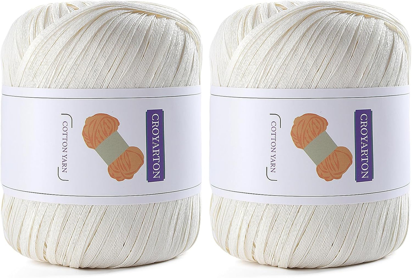 2 Pack Raffia Yarn for Crochet, Soft Cotton Yarn for Crocheting Summer Beach Bag/Hat, 228 Yards/3.52 Ounce Ribbon Paper Yarn for Beginners DIY Hand Knitting Handbag (Milky White)