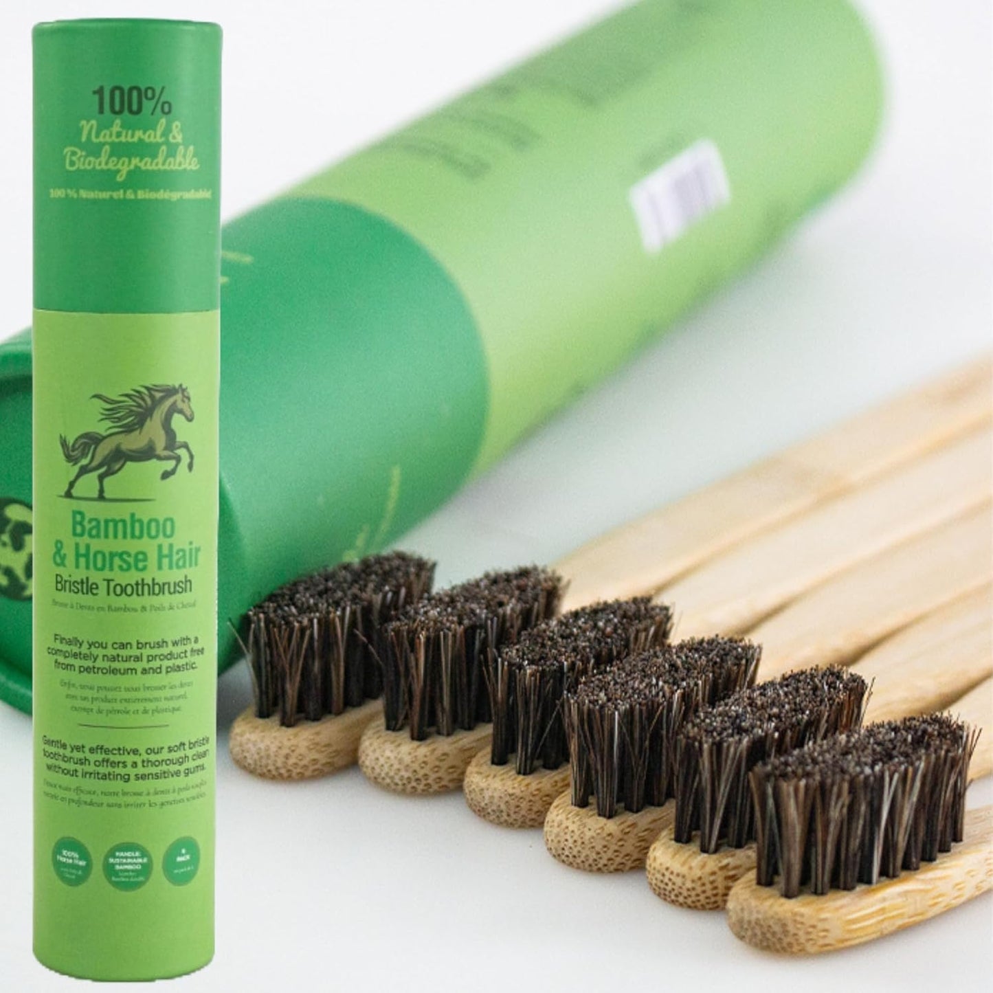 Gaia Guy Soft Natural Bristle Bamboo Toothbrush (NO Nylon - Horse Hair ONLY) - Totally Compostable & Biodegradable Soft Horse Hair Bristle and Bamboo Toothbrushes - Zero Waste & Plastic-Free (6)