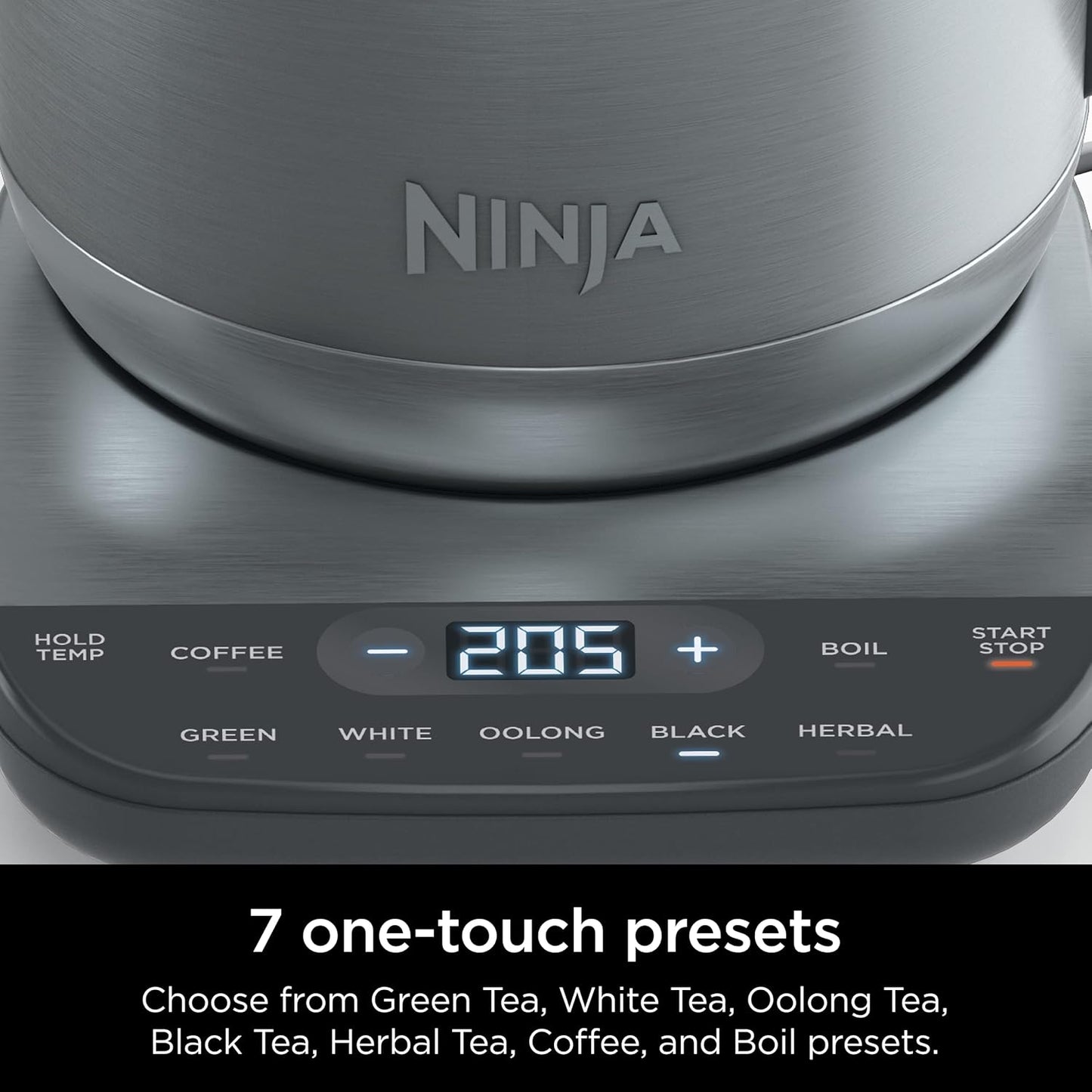 Ninja KT200C Precision Temperature Electric Kettle, 1500 watts, BPA Free, Stainless, 7-Cup Capacity, Hold Temp Setting