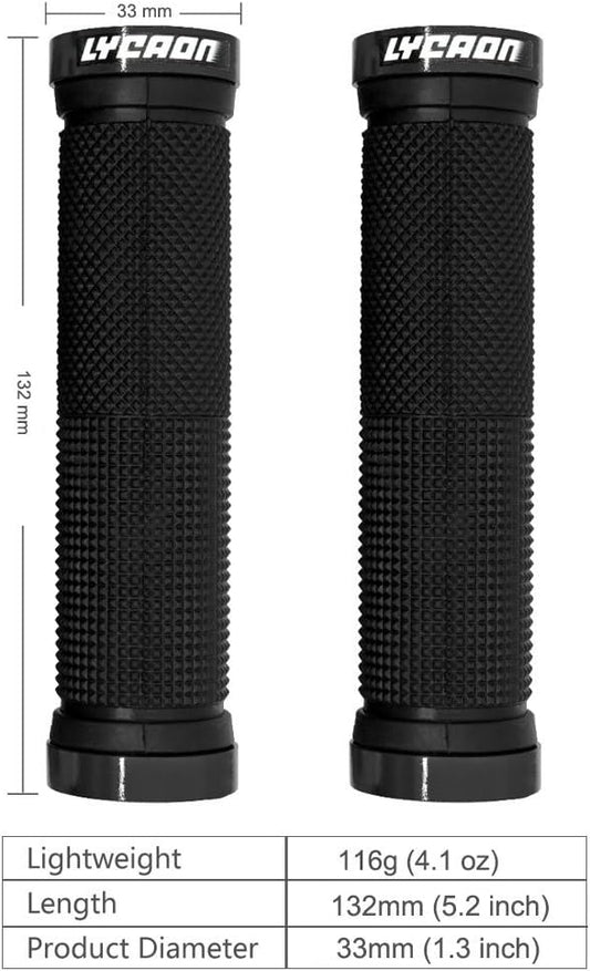 Bike Handlebar Grips Non-Slip-Rubber Adjustable Bicycle Handle Grip with Aluminum Lock Mountain Road Foldable Bike MTB BMX with Two End Caps - PuriLite