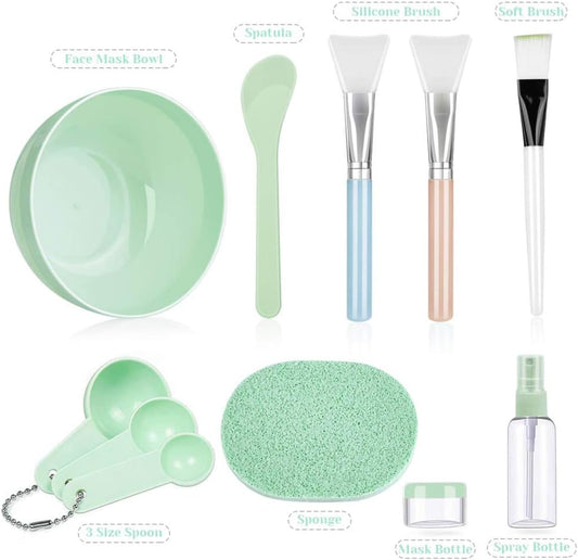 Face Mask Mixing Bowl Set, Anezus 11 in 1 DIY Facemask Mixing Tool Kit with Facial Mask Bowl Stick Spatula Silicone Face Mask Brush - PuriLite