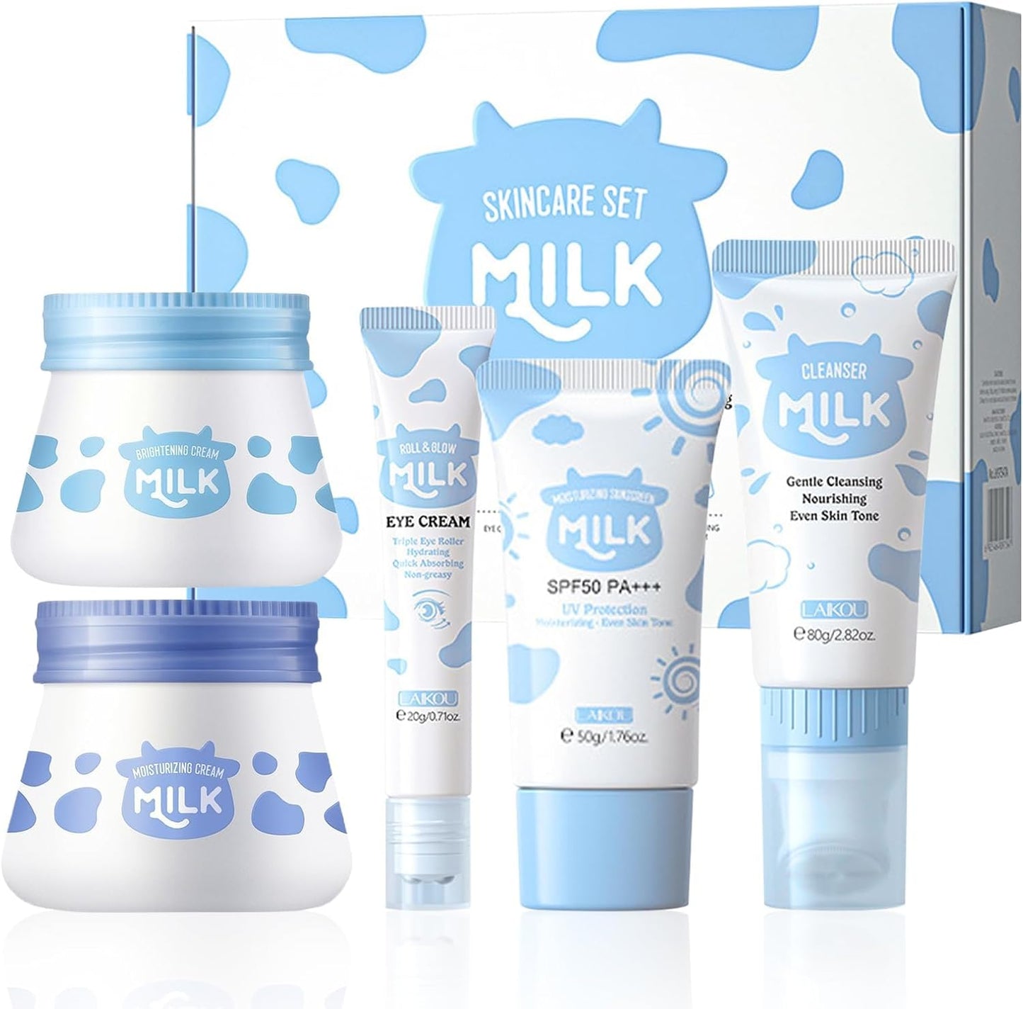 Milk Skin Care Sets & Kits kids skin care products Milk Protein Skincare Gifts For Teenage Girls, gift set for women With Cleanser, Eye Cream, Moisturizer, Sunscreen, Glow Cream
