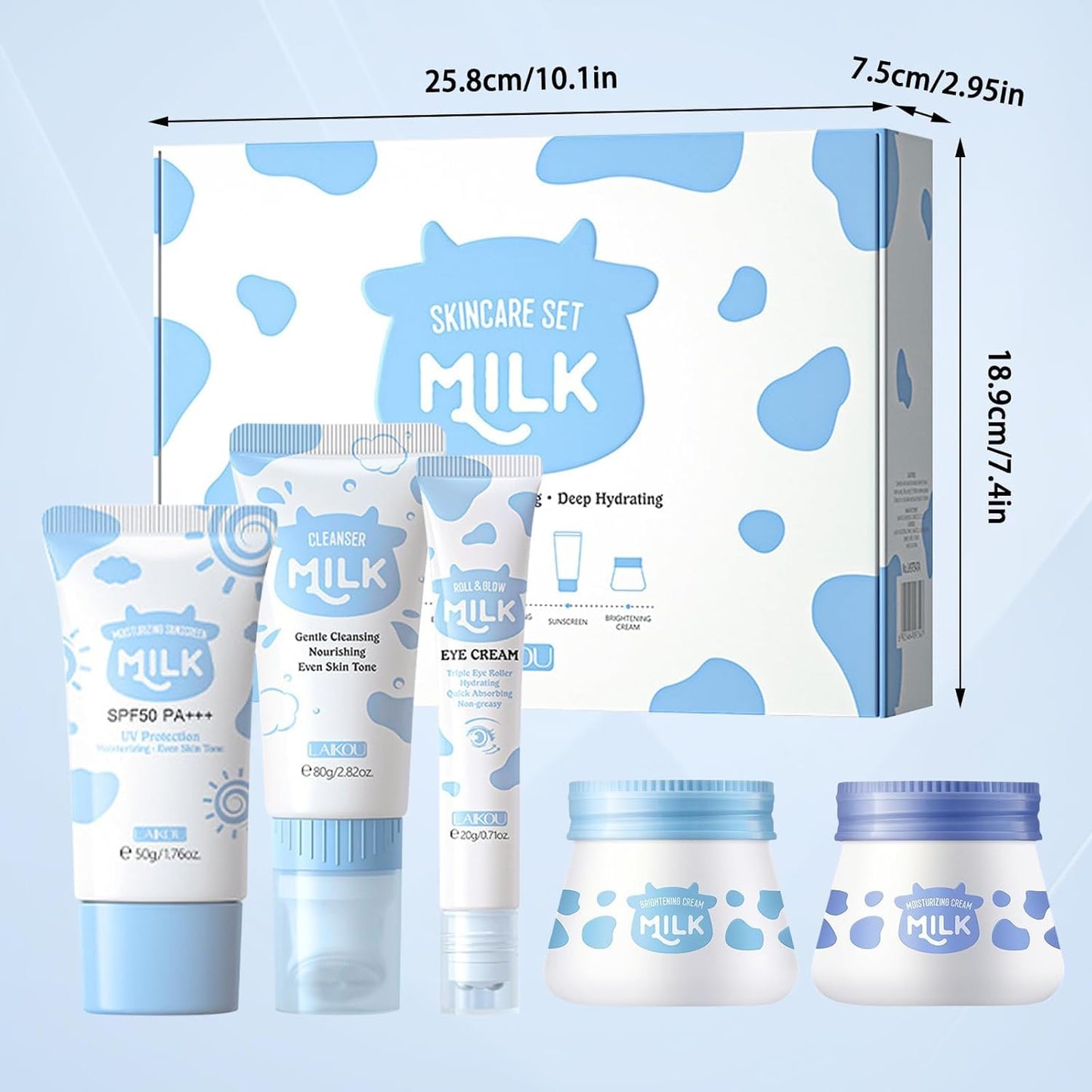 Milk Skin Care Sets & Kits kids skin care products Milk Protein Skincare Gifts For Teenage Girls, gift set for women With Cleanser, Eye Cream, Moisturizer, Sunscreen, Glow Cream