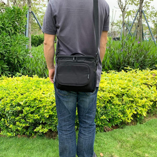 FlowFly Insulated Lunch Bag Adult Lunch Box Large Cooler Tote Bag for Men, Women, with Adjustable Strap,Front Pocket and Dual Large Mesh Side Pockets Black