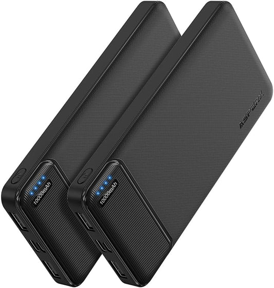 AsperX 2-Pack 10000mAh USB C Output Portable Charger Power Bank Fast Charging, Portable Battery Bank External Battery Pack Power Bank for iPhone 15/14/13/12/11, Google and Heated Vest