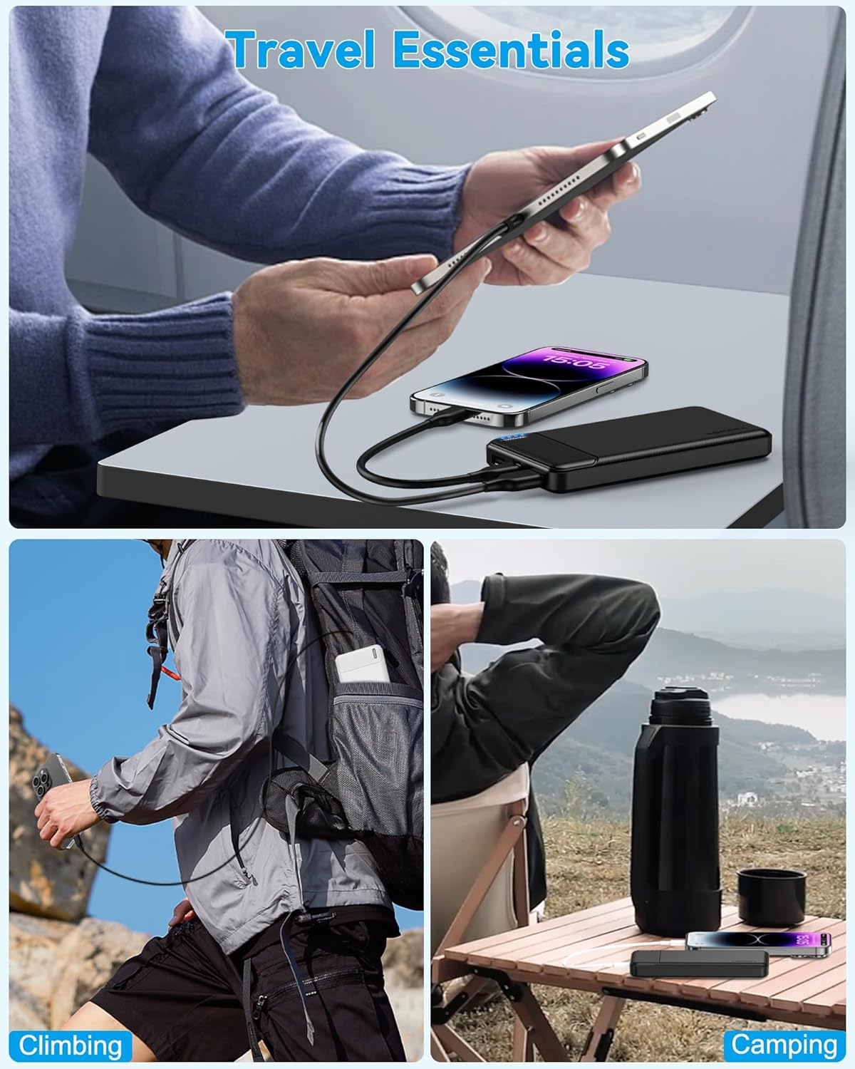 AsperX 2-Pack 10000mAh USB C Output Portable Charger Power Bank Fast Charging, Portable Battery Bank External Battery Pack Power Bank for iPhone 15/14/13/12/11, Google and Heated Vest