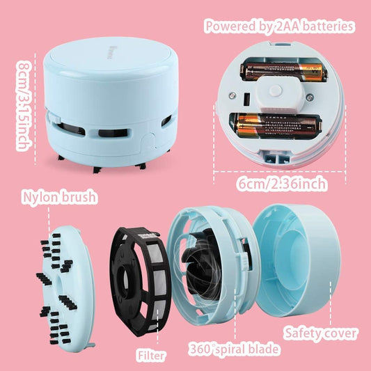 iSuperb Desktop Vacuum Cleaner Portable Keyboard Sweeper Mini Crumb Vacuum Cleaner Table Food Rubber Crumb Dust Remover Cleaner for Home, Office, Cars - No Battery Included (Pure Blue)