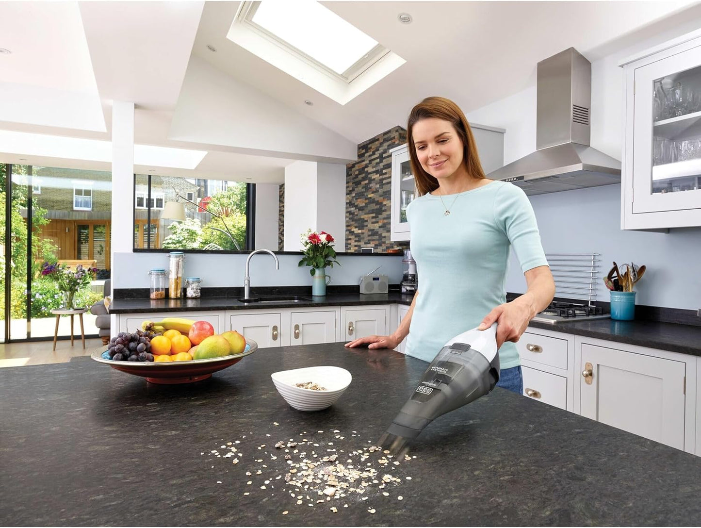 BLACK+DECKER dustbuster QuickClean Cordless Handheld Vacuum, White (HNVC215B10), Dirt Bowl and Fliter