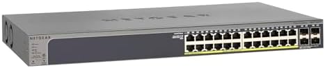 NETGEAR 26-Port PoE Gigabit Ethernet Smart Switch (GS724TP) - Managed, 24 x 1G, 24 x PoE+ @ 190W, 2 x 1G SFP, Optional Insight Cloud Management, Desktop or Rackmount, and Limited Lifetime Protection