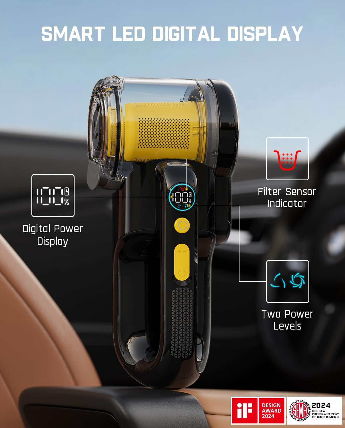 Fanttik Fold V10 Apex Pivot Car Vacuum, 17000Pa Handheld Vacuum Cordless High Power, Portable Vacuum, Smart LED Display, DynamicClean™ Vacuum for Car Home Pet (Deluxe with Flexible Hose&Pet Brush)