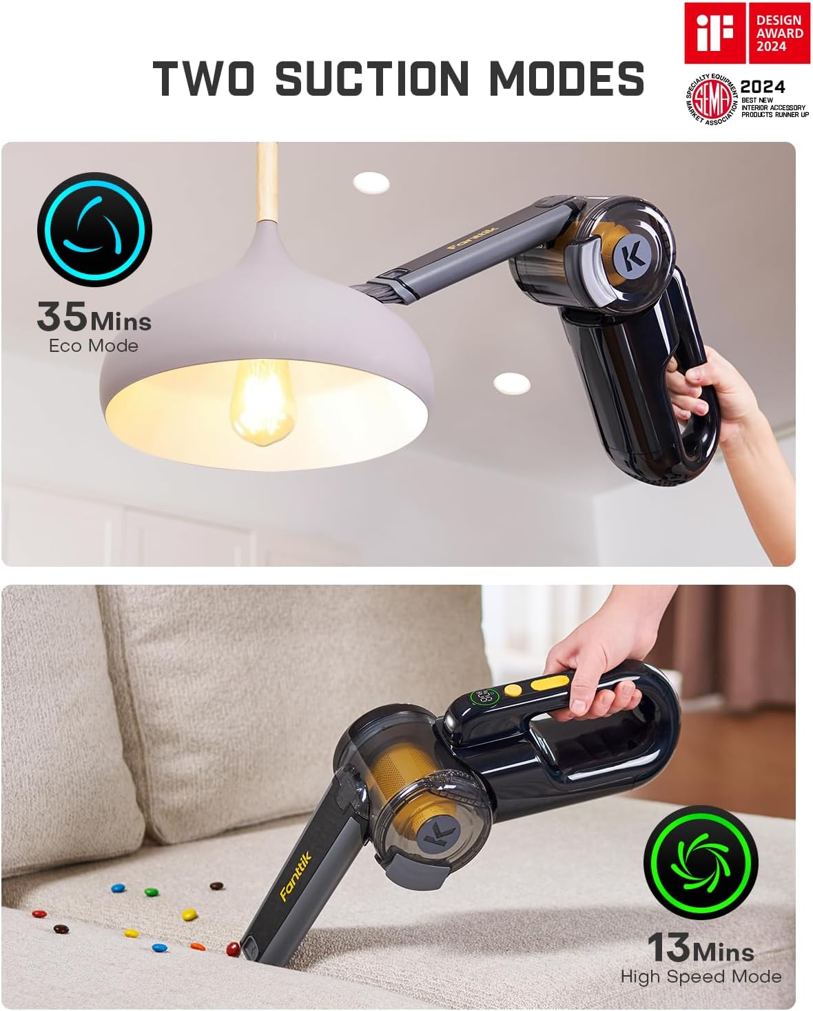 Fanttik Fold V10 Apex Pivot Car Vacuum, 17000Pa Handheld Vacuum Cordless High Power, Portable Vacuum, Smart LED Display, DynamicClean™ Vacuum for Car Home Pet (Deluxe with Flexible Hose&Pet Brush)