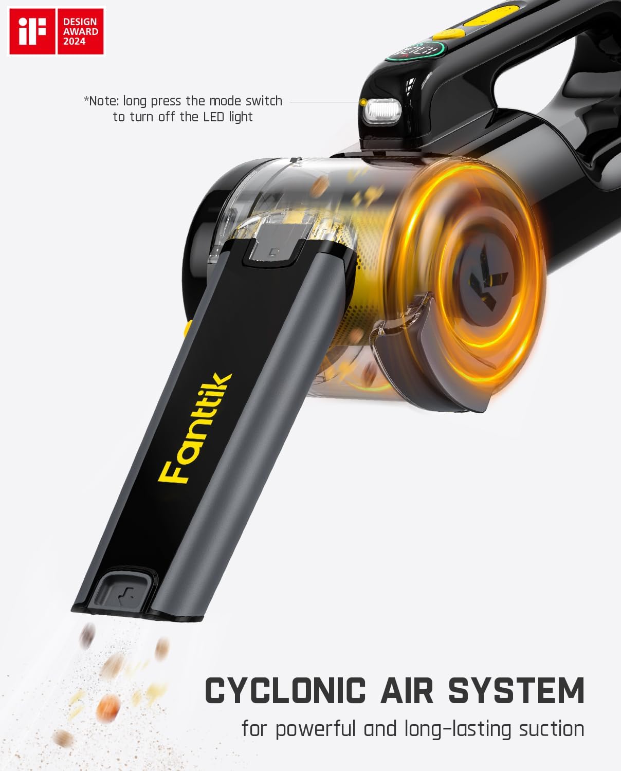Fanttik Fold V10 Apex Pivot Car Vacuum, 17000Pa Handheld Vacuum Cordless High Power, Portable Vacuum, Smart LED Display, DynamicClean™ Vacuum for Car Home Pet (Deluxe with Flexible Hose&Pet Brush)