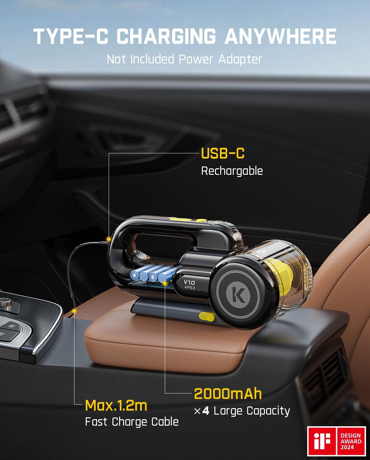 Fanttik Fold V10 Apex Pivot Car Vacuum, 17000Pa Handheld Vacuum Cordless High Power, Portable Vacuum, Smart LED Display, DynamicClean™ Vacuum for Car Home Pet (Deluxe with Flexible Hose&Pet Brush)