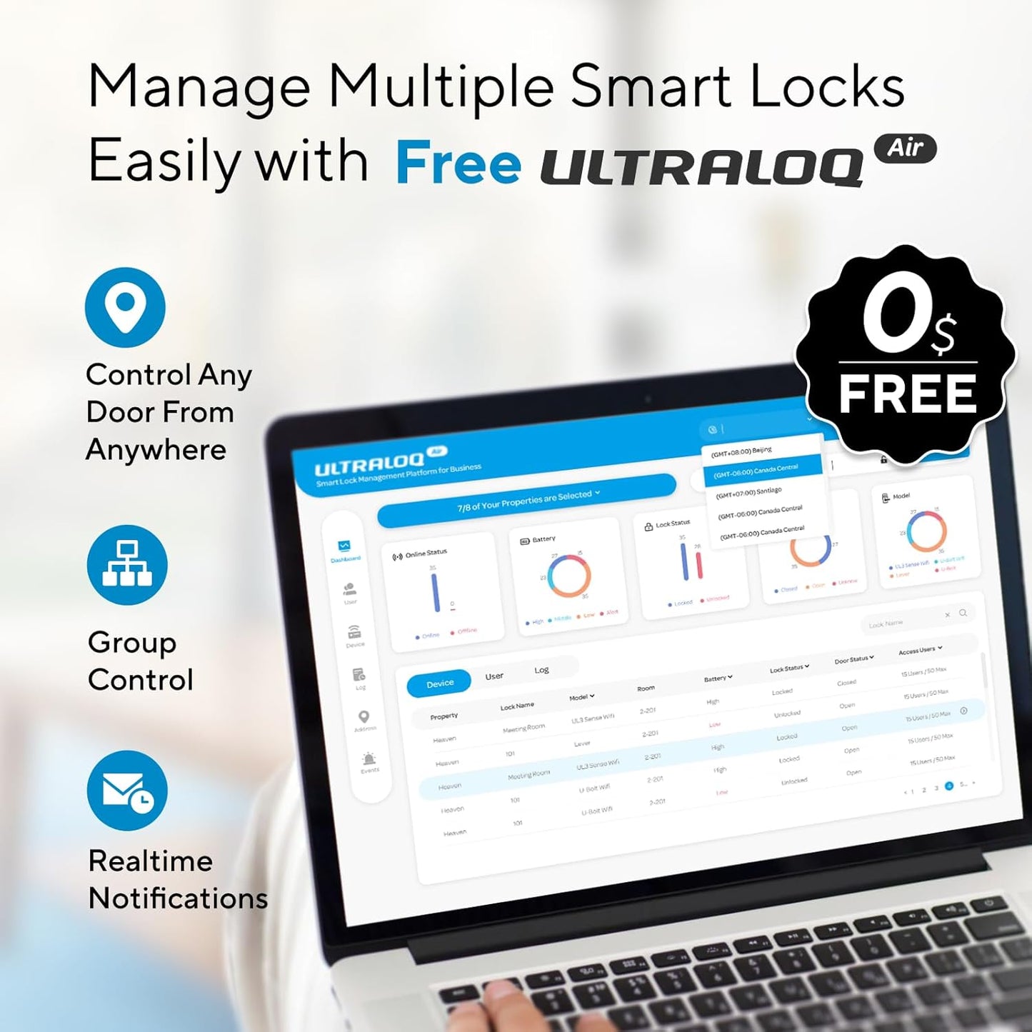 ULTRALOQ U-Bolt Pro WiFi Smart Lock with Door Sensor, 8-in-1 Keyless Entry Door Lock with Fingerprint ID, App Remote Control, Built-in WiFi Keypad Deadbolt, Auto Unlock, IP65 Waterproof, Easy Install