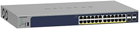 NETGEAR 26-Port PoE Gigabit Ethernet Smart Switch (GS724TP) - Managed, 24 x 1G, 24 x PoE+ @ 190W, 2 x 1G SFP, Optional Insight Cloud Management, Desktop or Rackmount, and Limited Lifetime Protection