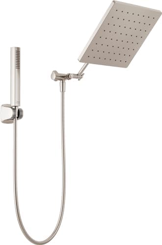 Delta Faucet 10-inch Raincan Shower Head and Hand Held Shower Combo, Black Square Shower Head, Rainfall Shower Head, Hand Shower, High Pressure Shower Head, 1.75 GPM Flow Rate, Matte Black 75527-BL