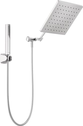 Delta Faucet 10-inch Raincan Shower Head and Hand Held Shower Combo, Black Square Shower Head, Rainfall Shower Head, Hand Shower, High Pressure Shower Head, 1.75 GPM Flow Rate, Matte Black 75527-BL