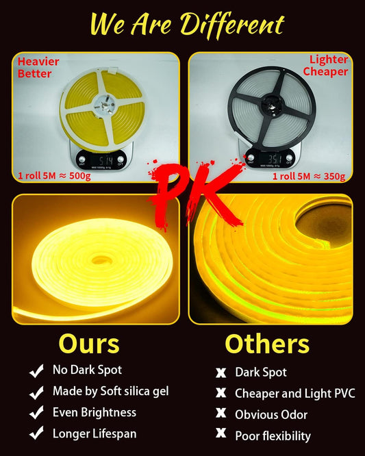 EverBright Led Neon Strip Lights 12V Rope Indoor Outdoor 16.4Ft 600SMD White Silicone Waterproof Flexible for Signboard Bar Home Kitchen Bedroom Party Holiday Decoration (No Power Adapter) - PuriLite