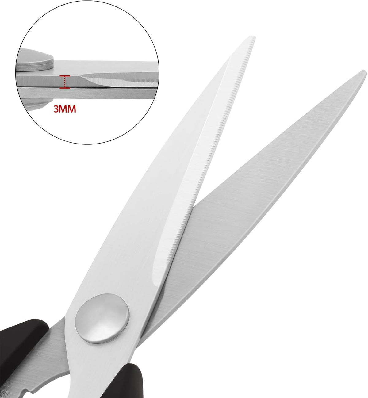 Kitchen Scissors, Stainless Steel Blades, Soft Grip, Multi-Purpose Kitchen Scissors Set, Red/Black, Set of 2 - PuriLite