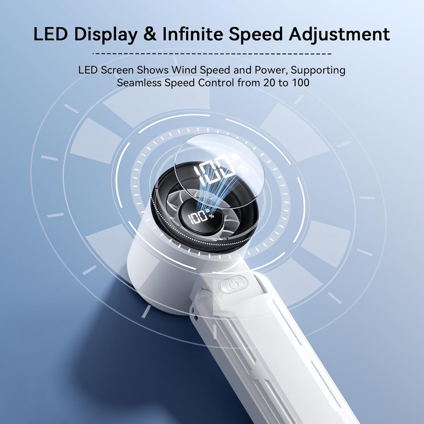 Portable Handheld Fan, 135° Foldable Mini Quiet Turbo Fan, 5 Speed Table Fan, Small USB Fan Rechargeable Fan for Indoor, Outdoor