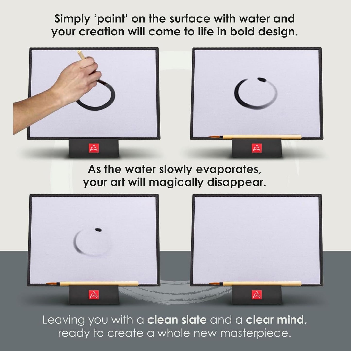 Water Painting Board for Mindfulness and Creativity, Reusable Zen Art Board, Mess-Free Water Drawing Board for Adults and Kids - PuriLite