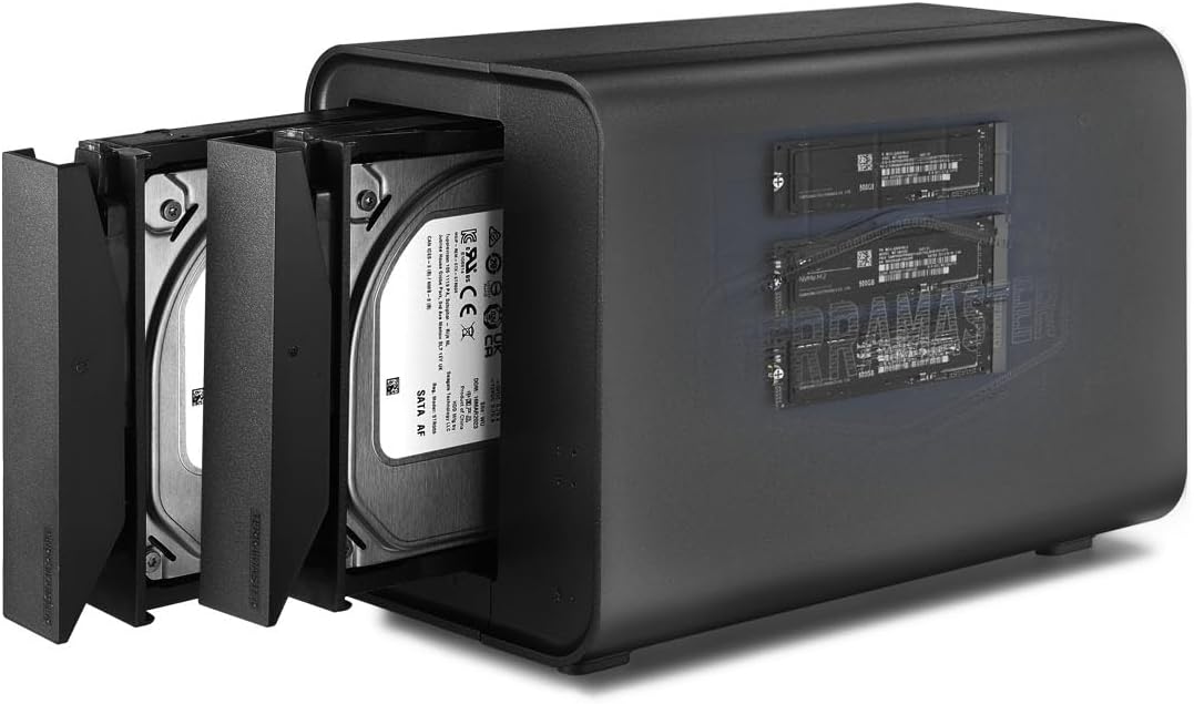 TERRAMASTER D5 Hybrid HDD NVMe Enclosure - USB 3.2 Gen 2 10Gbps Type C 5Bay USB Storage Supports RAID 0/1/Single/JBOD Exclusive 2+3 RAID Hybrid Disk Array (Diskless)