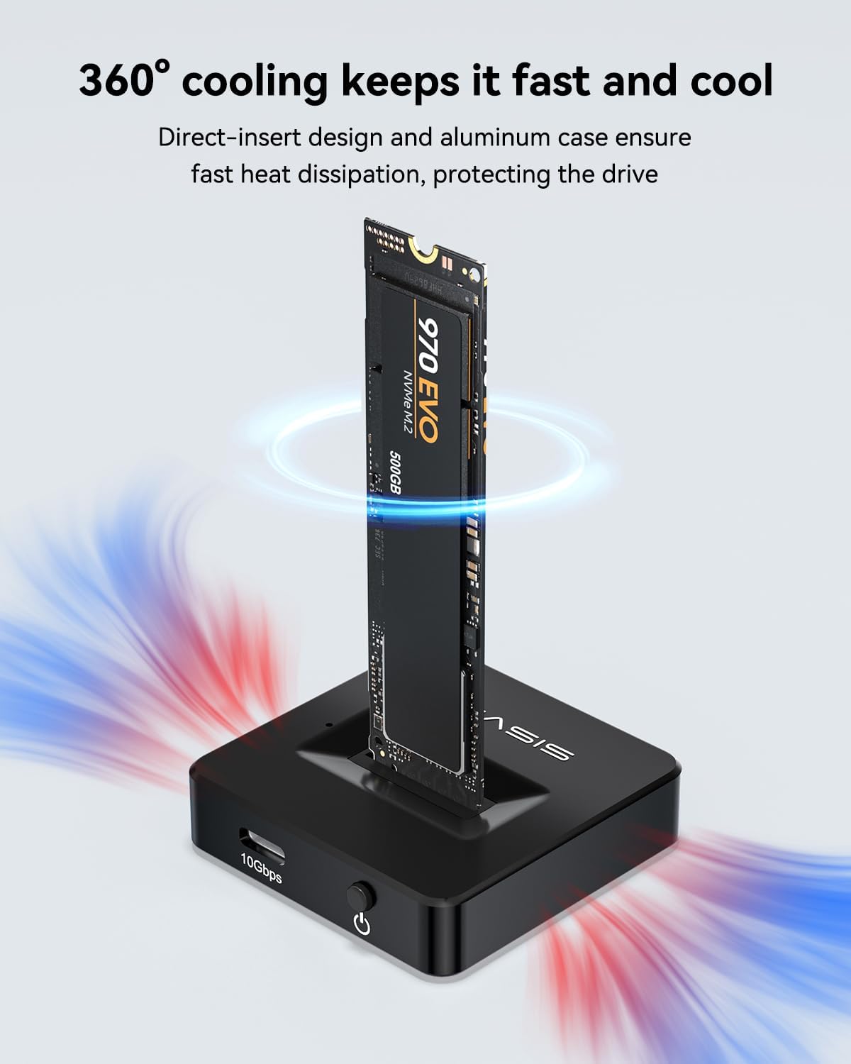 NVME to USB Docking Station,ACASIS M.2 SSD to USB Adapter Portable External SSD Enclosure for M.2 (M Key) NVMe SSD and (B+M Key) SATA-Based SSD Compatible with Thunderbolt 4/3 (Black)