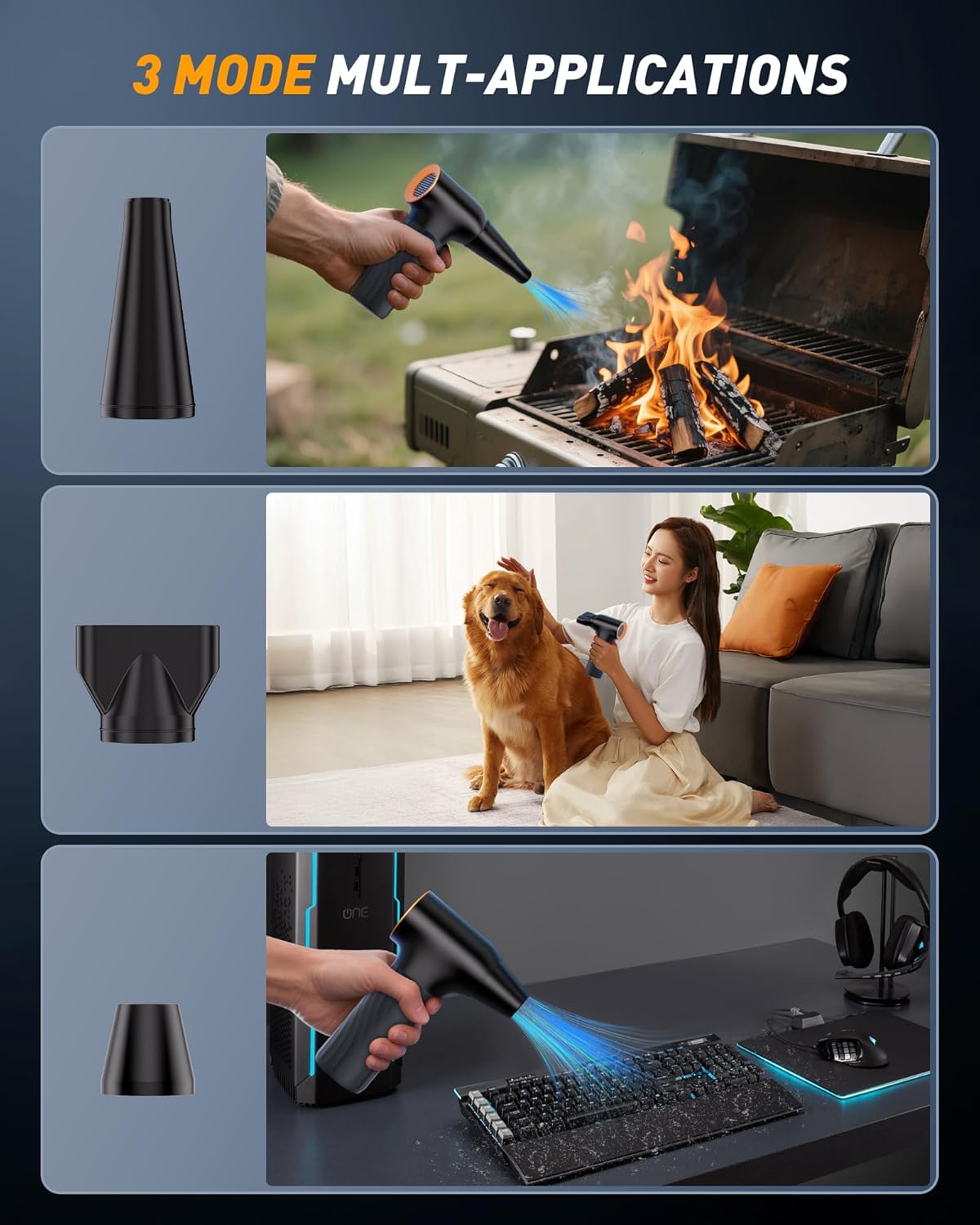 High-Power Electric Air Duster 250000 RPM, Rechargeable Compressed Air Blower for Computer, Keyboard, Home, Car and Pet Cleaning