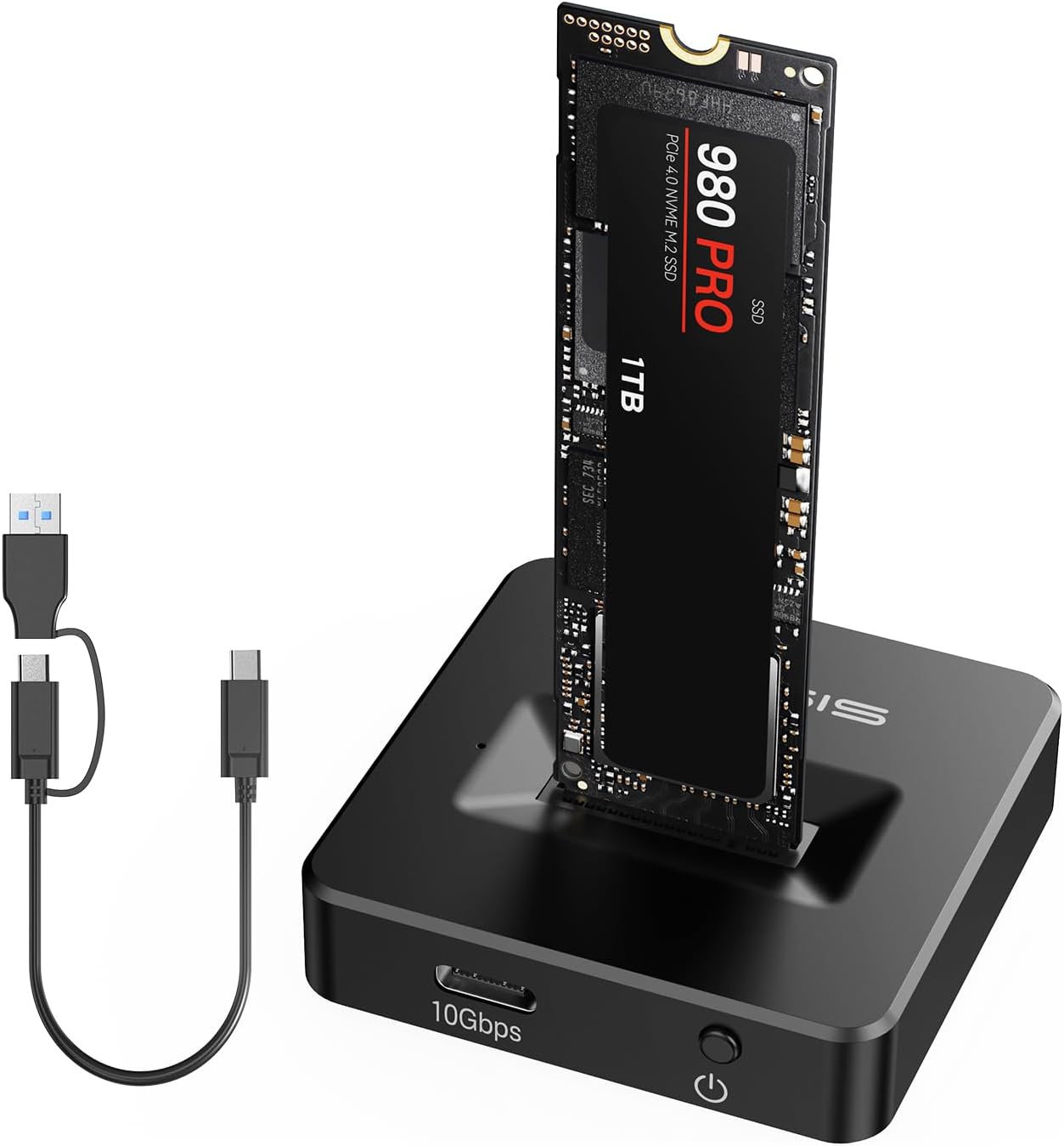 NVME to USB Docking Station,ACASIS M.2 SSD to USB Adapter Portable External SSD Enclosure for M.2 (M Key) NVMe SSD and (B+M Key) SATA-Based SSD Compatible with Thunderbolt 4/3 (Black)