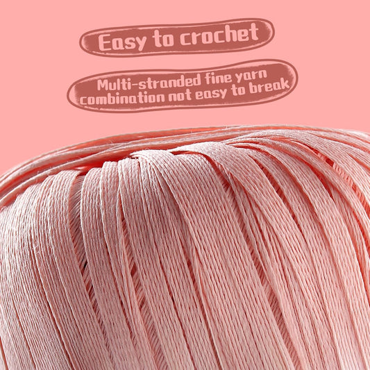 2 Pack Raffia Yarn for Crochet, Soft Cotton Yarn for Crocheting Summer Beach Bag/Hat, 228 Yards/3.52 Ounce Ribbon Paper Yarn for Beginners DIY Hand Knitting Handbag (Milky White)
