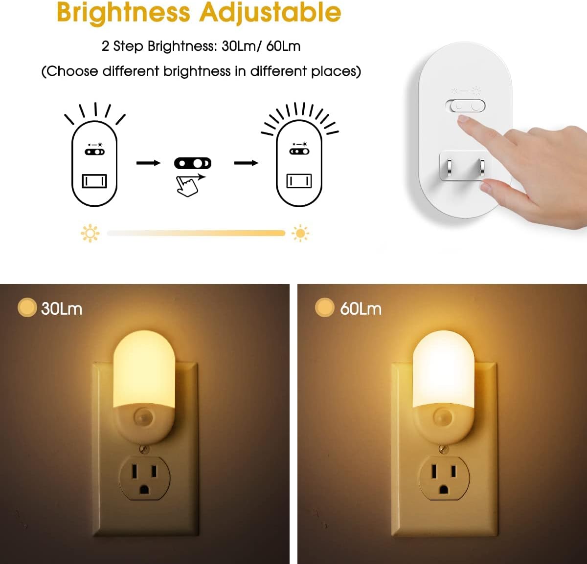 LOHAS Night Lights Plug into Wall, đź đđđđ LED Night Light, Nightlights with Light Sensors Soft White 3000K, 30/60LM Adjustable Brightness, Auto Night Light for Kid, Bathroom, Hallway