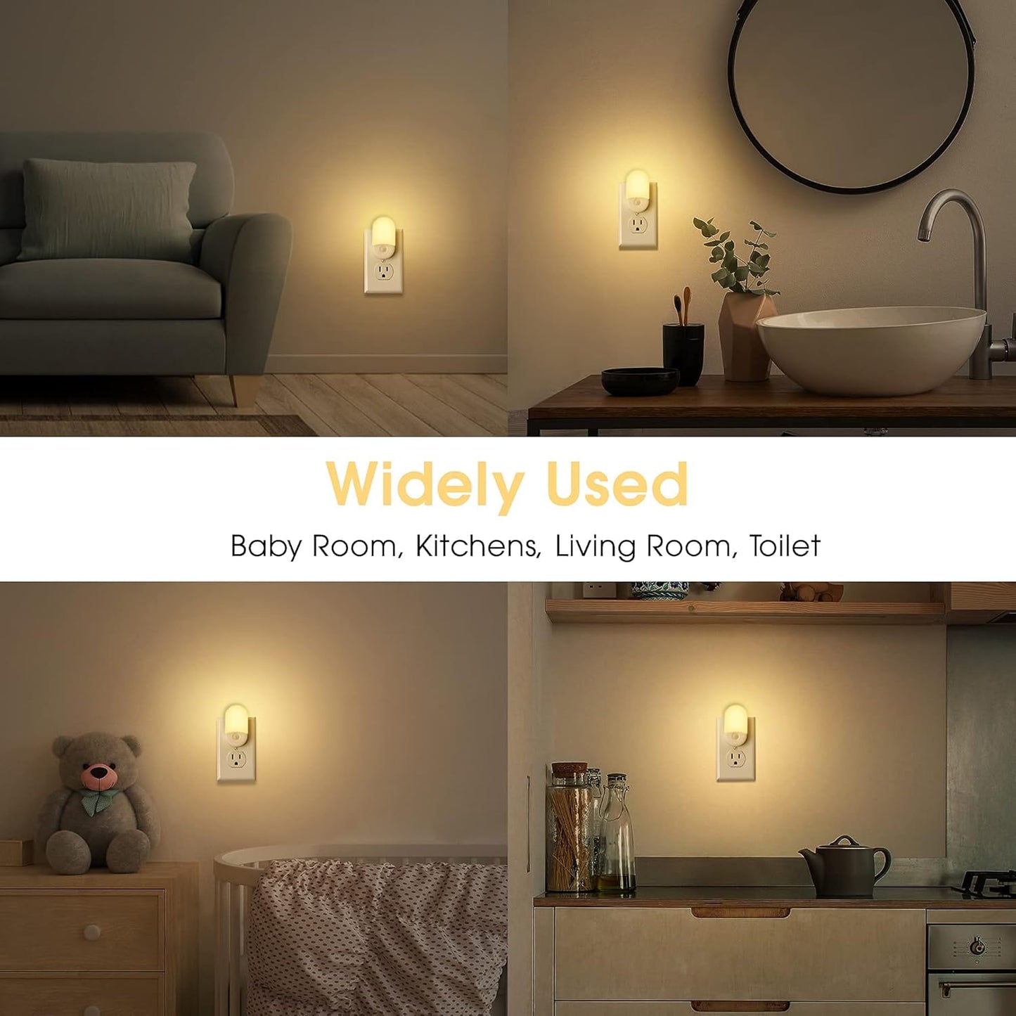 LOHAS Night Lights Plug into Wall, đź đđđđ LED Night Light, Nightlights with Light Sensors Soft White 3000K, 30/60LM Adjustable Brightness, Auto Night Light for Kid, Bathroom, Hallway