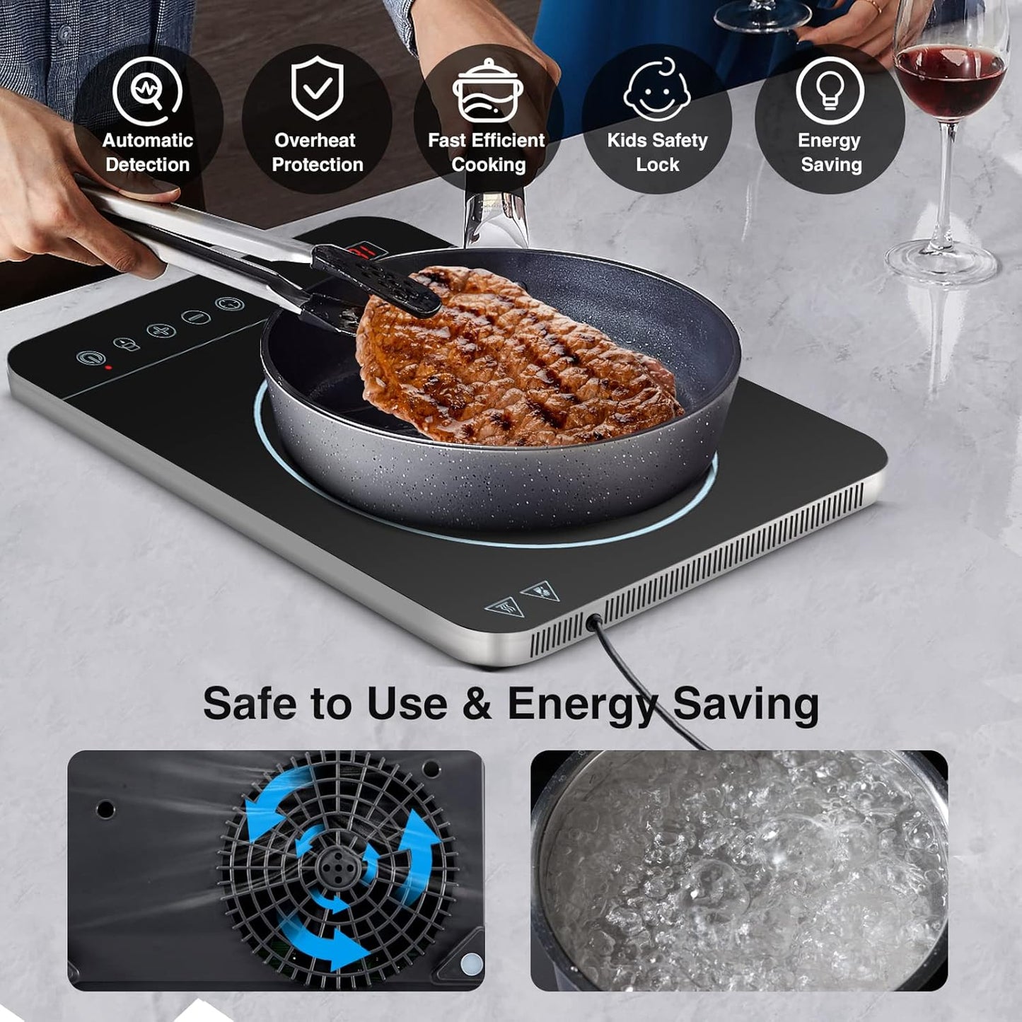 Aobosi Portable Induction Burner Cooktop 1800w Fast Efficient Cooking,Digital Sensor Touch LED Screen Countertop Burner,Electric Stove Cooker 9 Power 10 Temperature Setting With locking functio