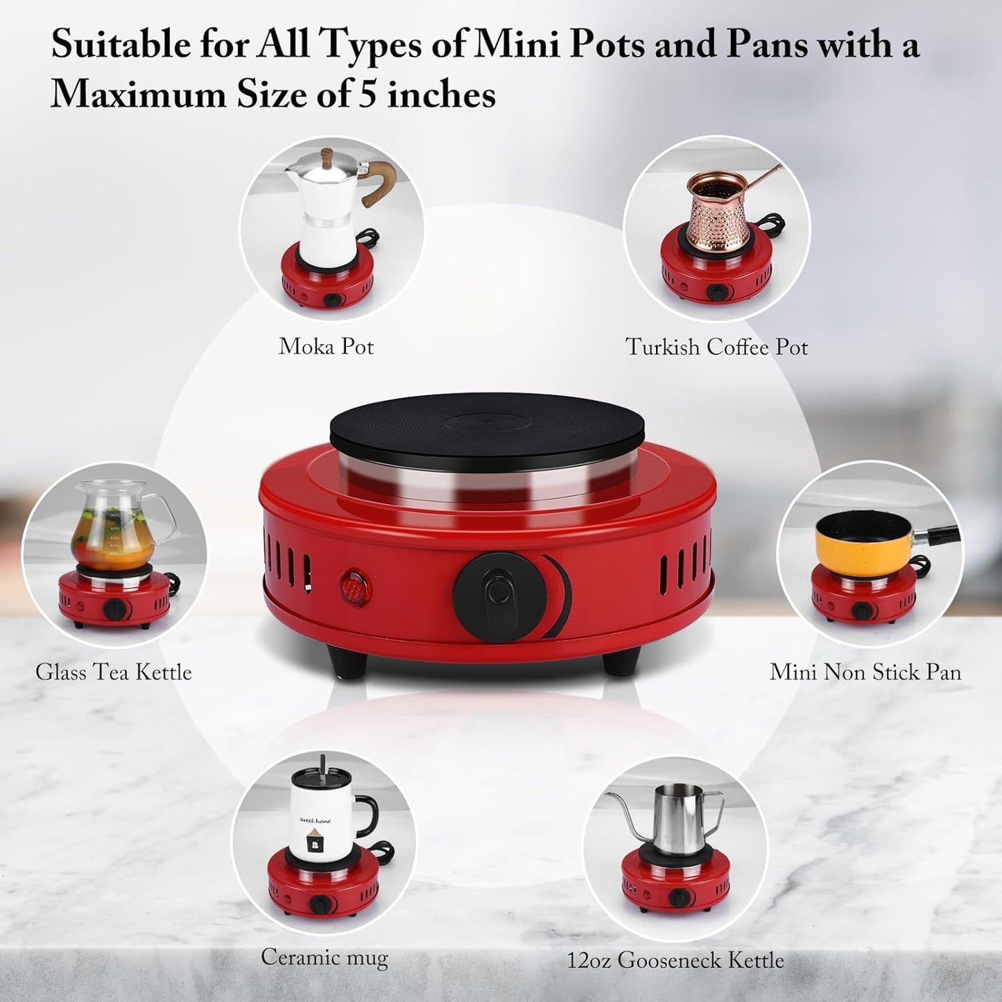 Artilife 500W Mini Hot Plate Small Hot Plate,Moka Pot Hot Plate,Portable Hot Plate,Perfect Size for Moka Pot