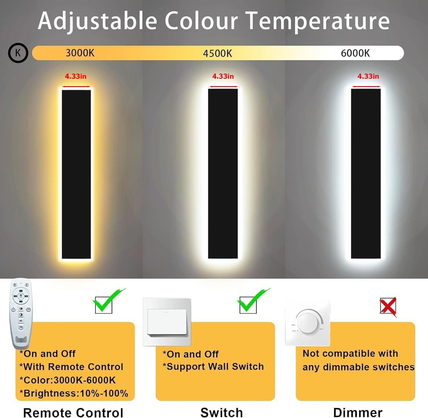Levxhotty 【Upgraded】 31inch 2pcs Modern Outdoor Wall Light,4.33 Inch Wide Dimmable Linear Outdoor Wall Sconce Waterproof Ip65,Black LED Long Outdoor Lights for Garage Front Door Exterior Wall Lights