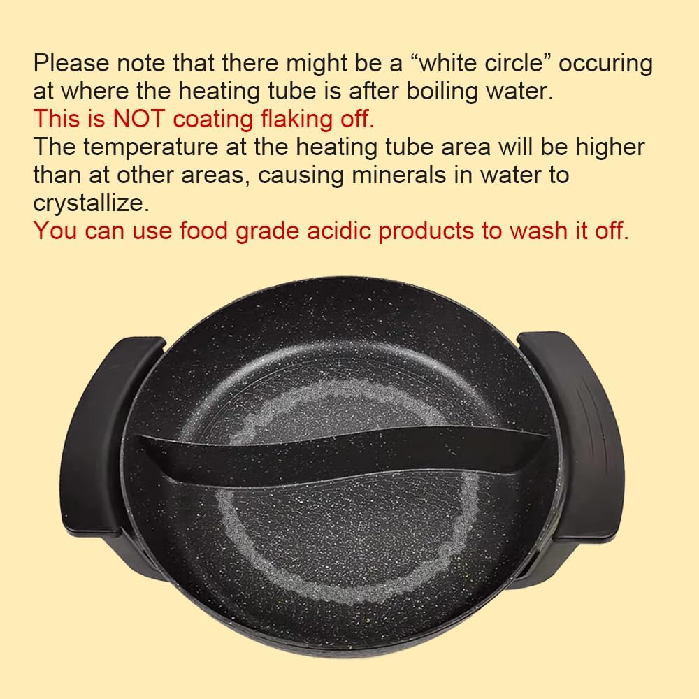 Food Party Hot Pot Electric Hotpot with Divider Shabu Shabu Hot Pot Non-Stick 6-Quart Large Chinese Pot Korean